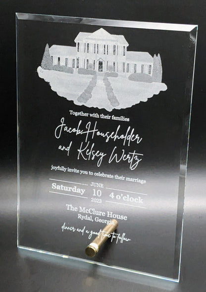 Engraved Glass Wedding Invitation