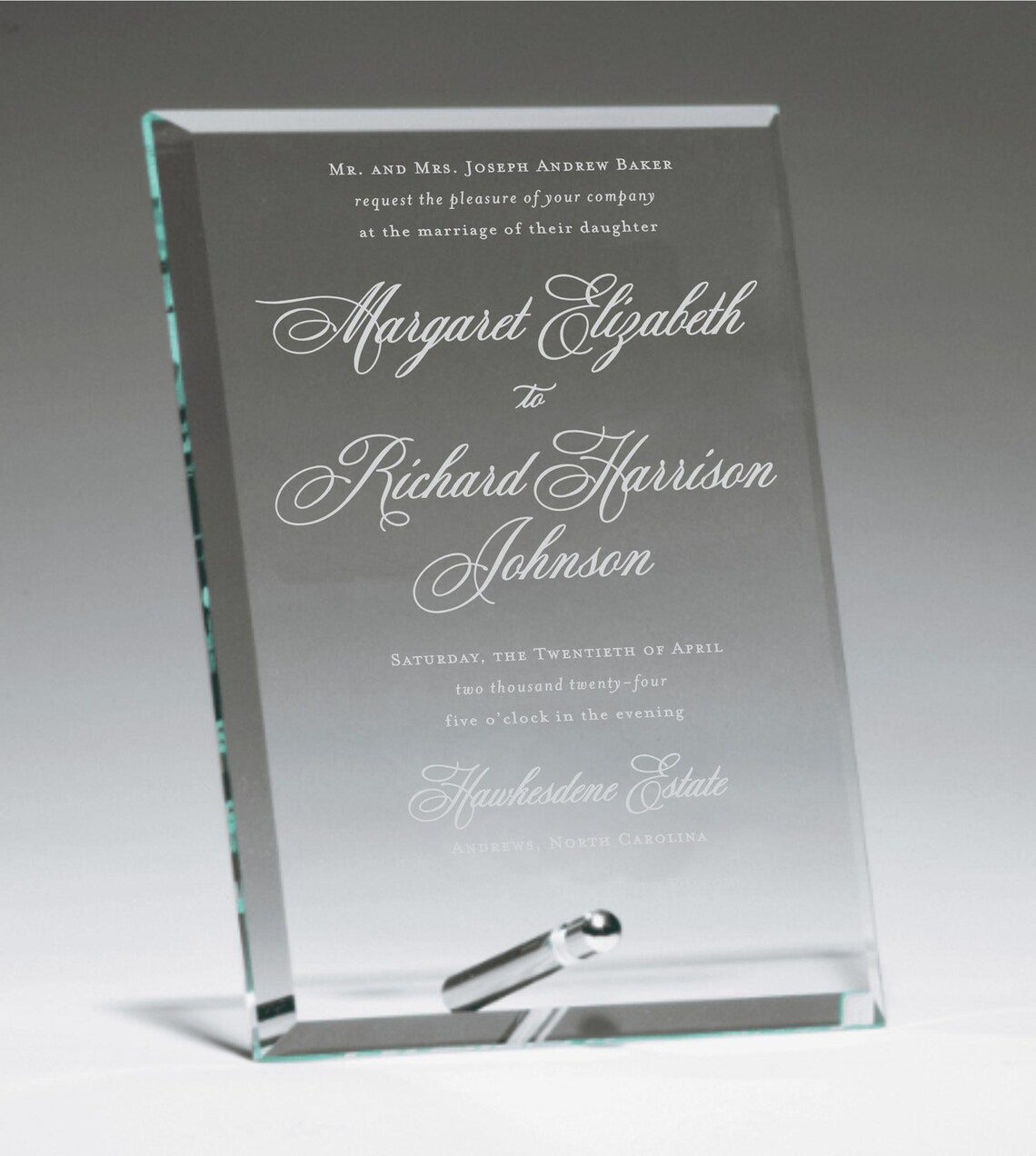 Engraved Glass Wedding Invitation
