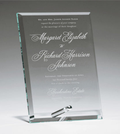 Engraved Glass Wedding Invitation