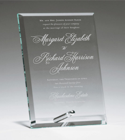 Engraved Glass Wedding Invitation